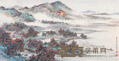 吴养木 费新我 陈涓隐 山水 镜心 51×98cm